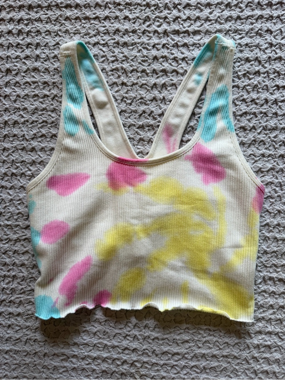 Spiritual Gangster Tie Dye Ribbed Crop Tank Top XS/S